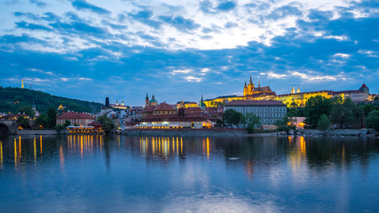 Sunset view of Prague skyline in Czech Republic