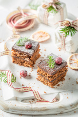 Rustic Gingerbread cake for Christmas with jam
