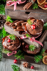 Sweet and tasty gingerbread muffins for Christmas