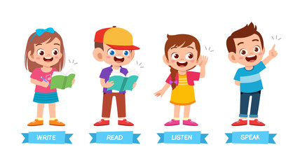 happy cute kids basic learning method set
