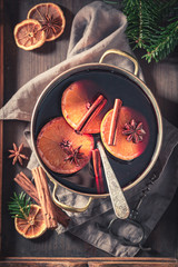 Aromatic and tasty mulled red wine with cloves and anise