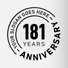 181 years anniversary logo template. One hundred and eighty-one years celebrating logotype. Vector and illustration.