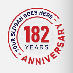 182 years anniversary logo template. One hundred and eighty-two years celebrating logotype. Vector and illustration.