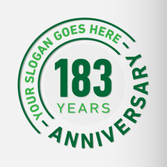 183 years anniversary logo template. One hundred and eighty-three years celebrating logotype. Vector and illustration.