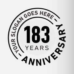 183 years anniversary logo template. One hundred and eighty-three years celebrating logotype. Vector and illustration.