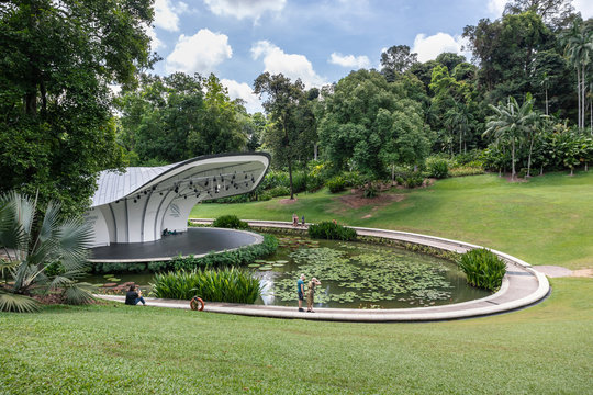 SINGAPORE-MAY 22, 2019_The Shaw Foundation Symphony Stage in Botanic Gardens, Singapore, a popular venue for hosting local and overseas outdoors concerts. It is a tourist attraction of the garden