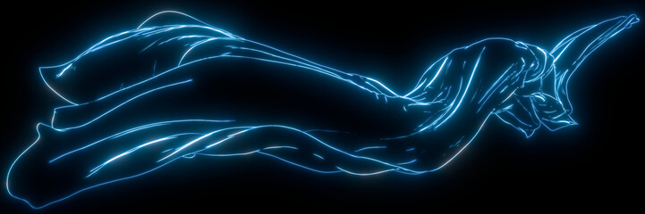 Abstract glowing lines on a black background. 3d renderig image.