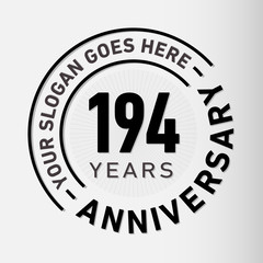 194 years anniversary logo template. One hundred and ninety-four years celebrating logotype. Vector and illustration.
