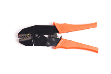 electrician crimp tool isolate with orange handles