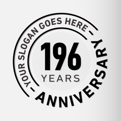 196 years anniversary logo template. One hundred and ninety-six years celebrating logotype. Vector and illustration.