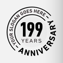 199 years anniversary logo template. One hundred and ninety-nine years celebrating logotype. Vector and illustration.