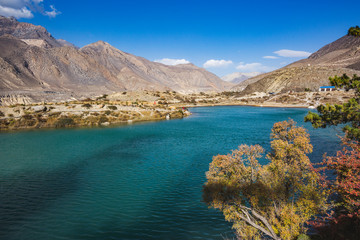 Dhumba Lake in Jomsom, Nepal. Annapurna circuit trek