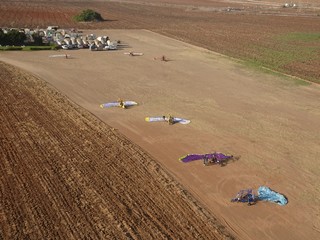 Powered Parachutes lining up for takeoff