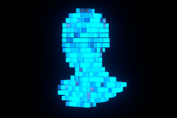 Obraz premium The head of the virtual robot with concepts of artificial intelligence, 3d rendering.