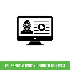 Online Education Icon Template Vector Solid Color