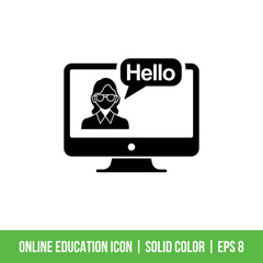 Online Education Icon Template Vector Solid Color