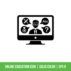 Online Education Icon Template Vector Solid Color