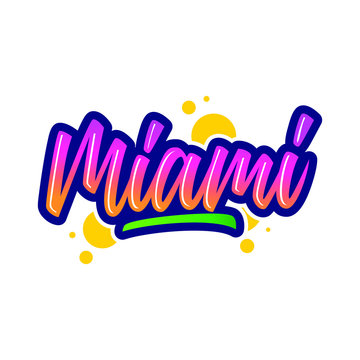miami logotype design with awesome script hand lettering and great gradient color for your brand