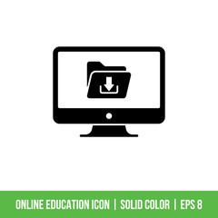 Online Education Icon Template Vector Solid Color
