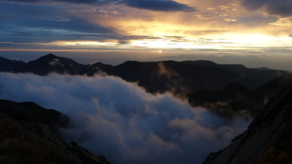 sunrise over japanese alps