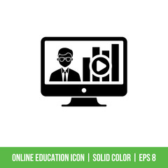 Online Education Icon Template Vector Solid Color