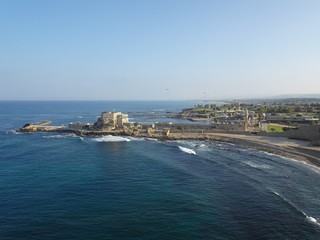 Aerial view of the Caesarea old port