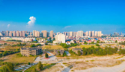Fototapeta premium Aerial aerial photographs of coastal city scenery in Beihai City, Guangxi