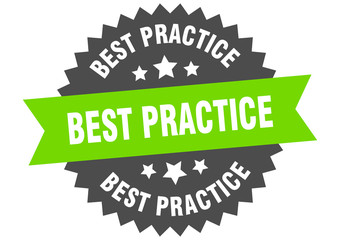 best practice sign. best practice green-black circular band label