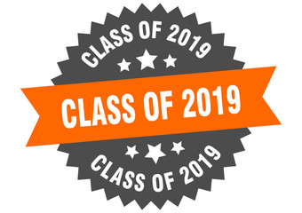 class of 2019 sign. class of 2019 orange-black circular band label