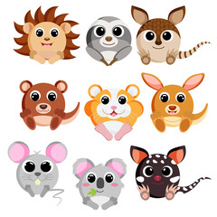 Cute animals set in vector style