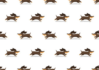 Vector cartoon cute dachshund dog seamless pattern background for design.