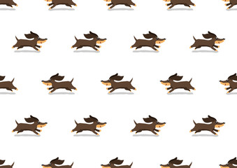 Vector cartoon cute dachshund dog seamless pattern background for design.
