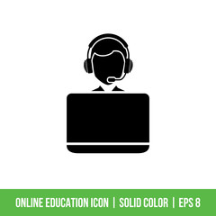 Online Education Icon Template Vector Solid Color