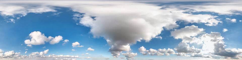 Seamless cloudy blue sky hdri panorama 360 degrees angle view with zenith and beautiful clouds for...