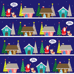 Christmas town with Santa Claus and christmas tree background.