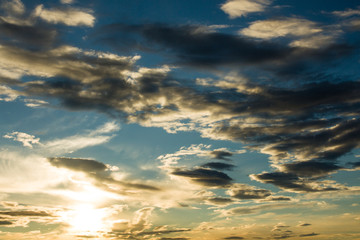 Fototapeta premium Colorful dramatic sky with cloud at sunset