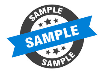 sample sign. sample blue-black round ribbon sticker