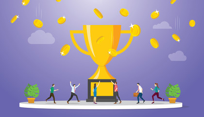 prize money business winner concept with modern flat style - vector