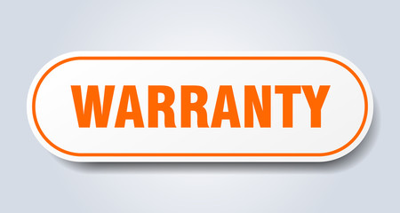 warranty sign. warranty rounded orange sticker. warranty