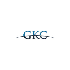 Initial letter GKC, overlapping movement swoosh horizon logo company design inspiration in red and dark blue color vector