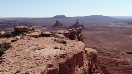 Valley Of The Gods Aerial Tracking Shot Desert Canyon Cliff Left