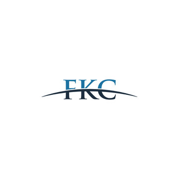Initial letter FKC, overlapping movement swoosh horizon logo company design inspiration in red and dark blue color vector