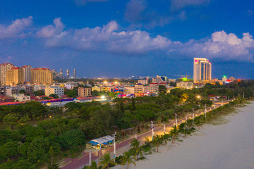Night view of the city scape of Silver Beach in the northwest of Guangxi