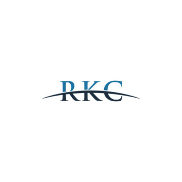 Initial letter RKC, overlapping movement swoosh horizon logo company design inspiration in red and dark blue color vector