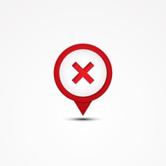 Creative combination multiplied mathematics symbol and map pointer