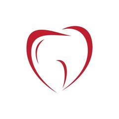Simple flat icon red love tooth vector design element