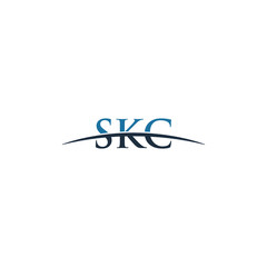 Initial letter SKC, overlapping movement swoosh horizon logo company design inspiration in red and dark blue color vector