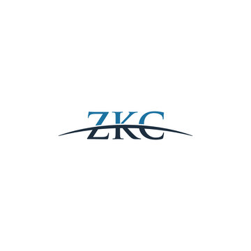 Initial letter ZKC, overlapping movement swoosh horizon logo company design inspiration in red and dark blue color vector