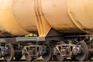 Train delivering gasoline in tanks