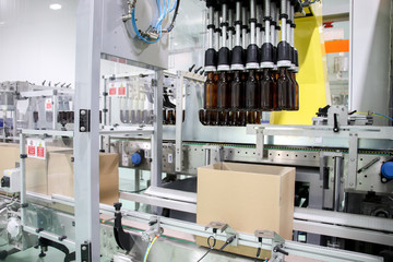 Close up Beverage bottle sorting machine